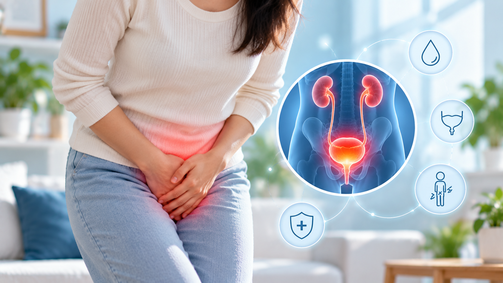 urinary health infographic with bladder pain